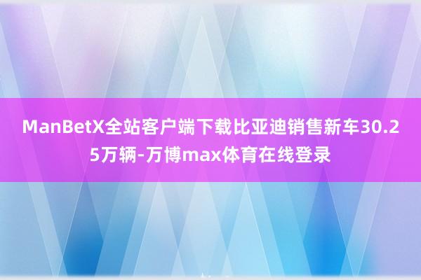 ManBetX全站客户端下载比亚迪销售新车30.25万辆-万博max体育在线登录