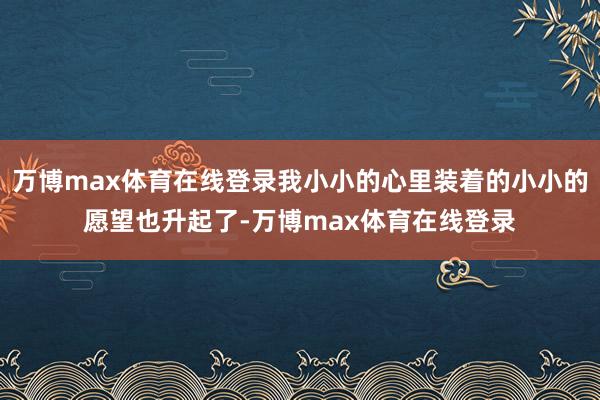 万博max体育在线登录我小小的心里装着的小小的愿望也升起了-万博max体育在线登录